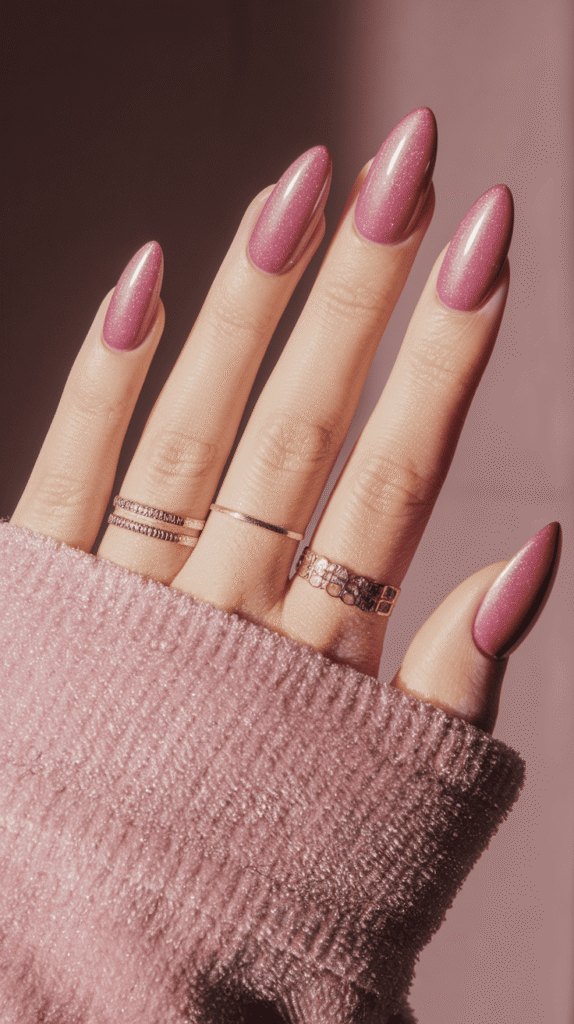 pink winter nails