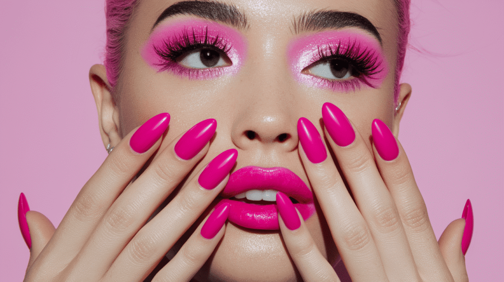 pink prom nails