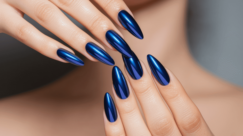 blue prom nails