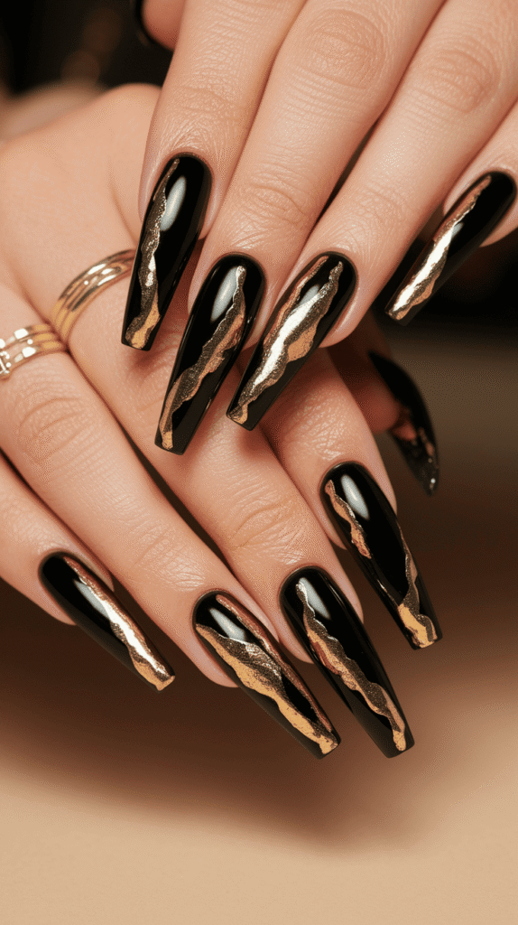 black prom nails