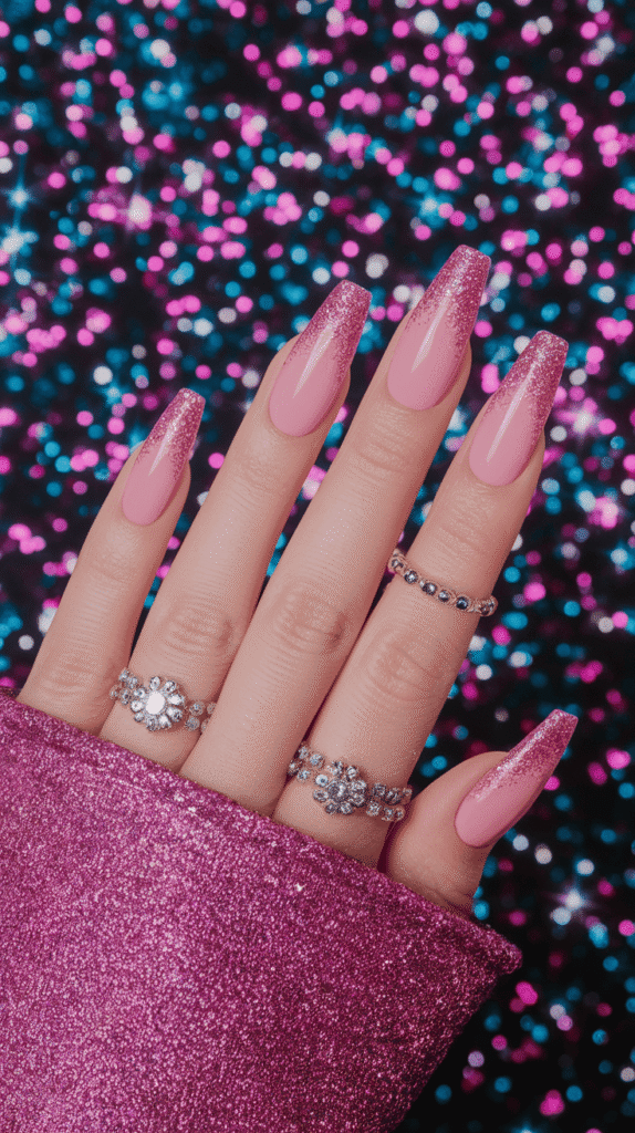 pink prom nails