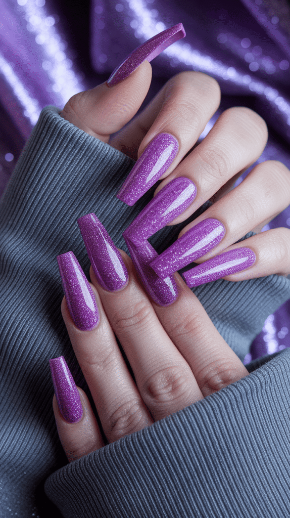 purple prom nails