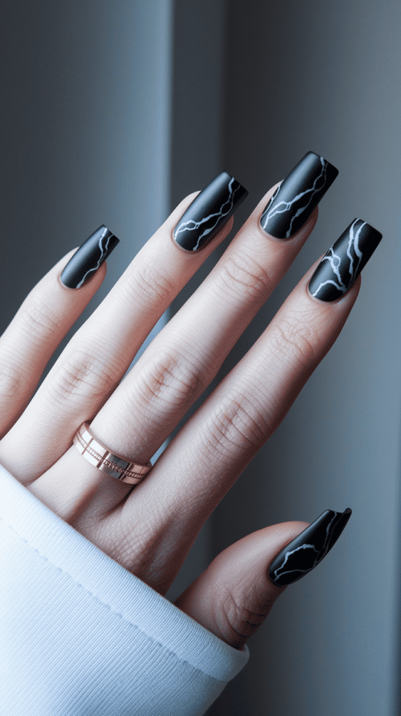 black prom nails
