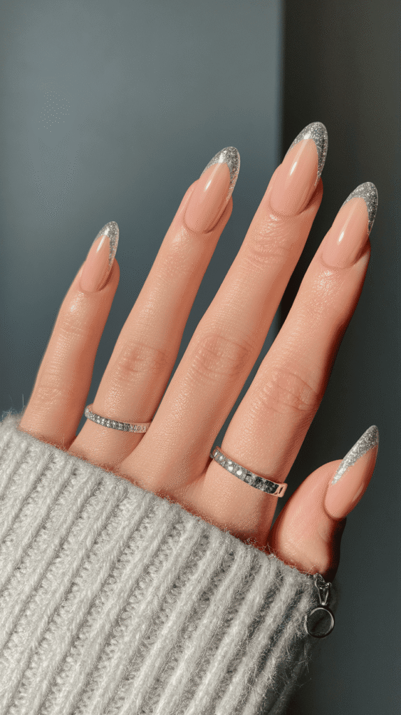 silver prom nails