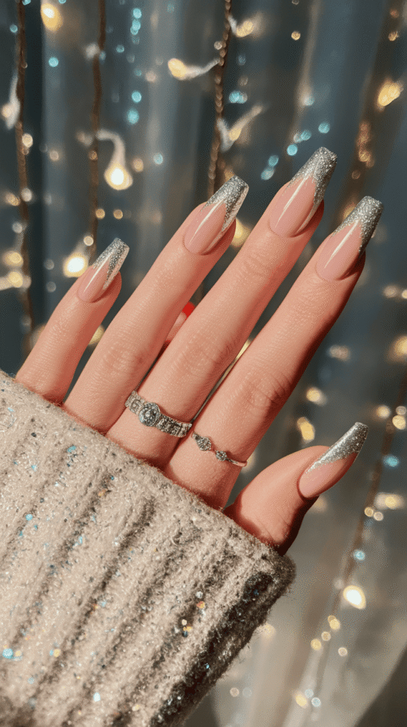 silver prom nails