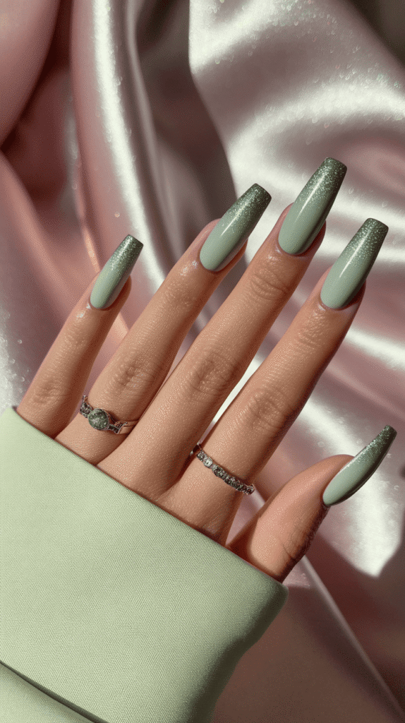 green prom nails