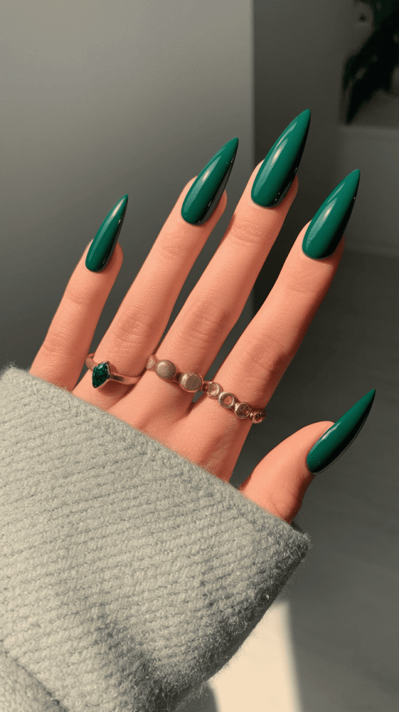 green prom nails