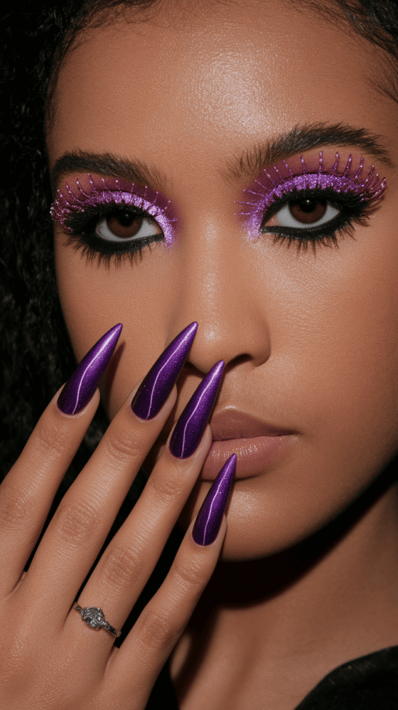 purple prom nails