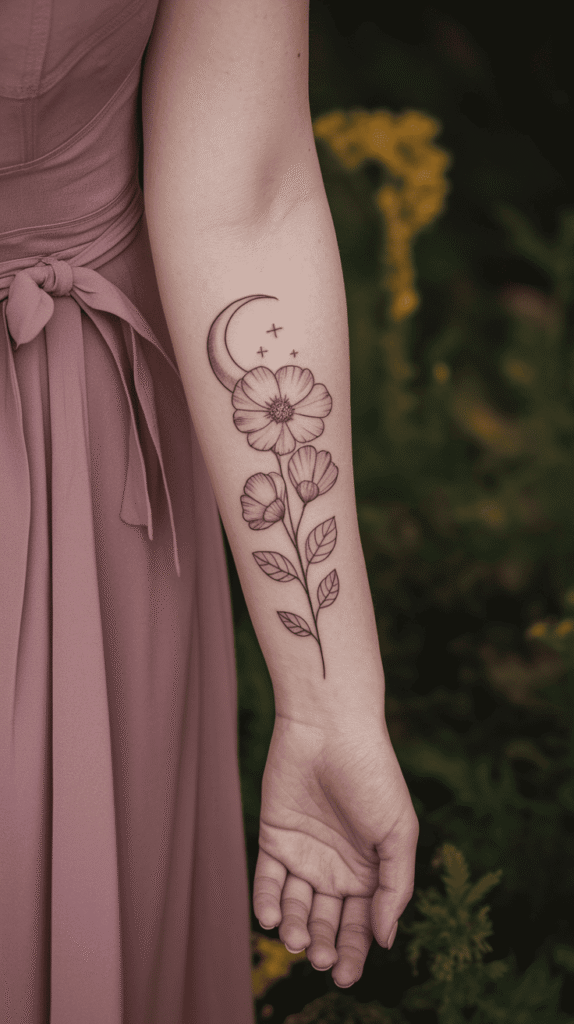 cosmos flower tattoo