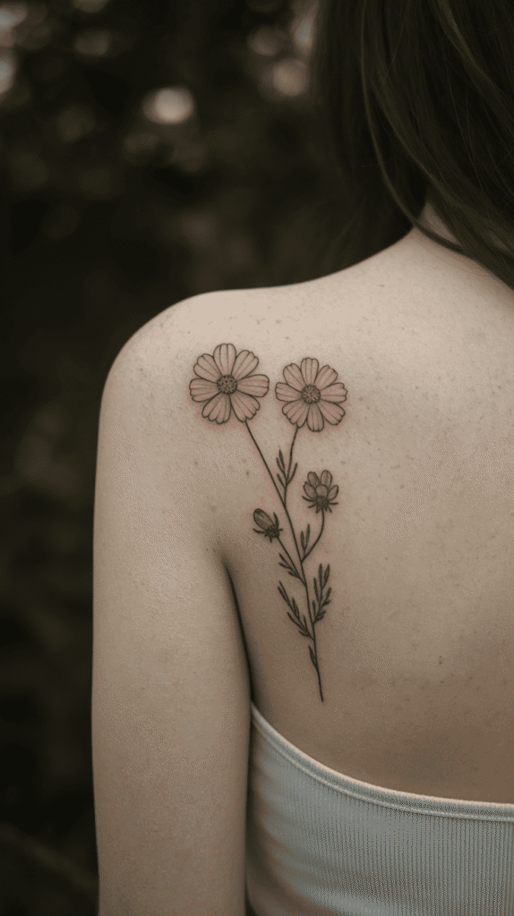 cosmos flower tattoo