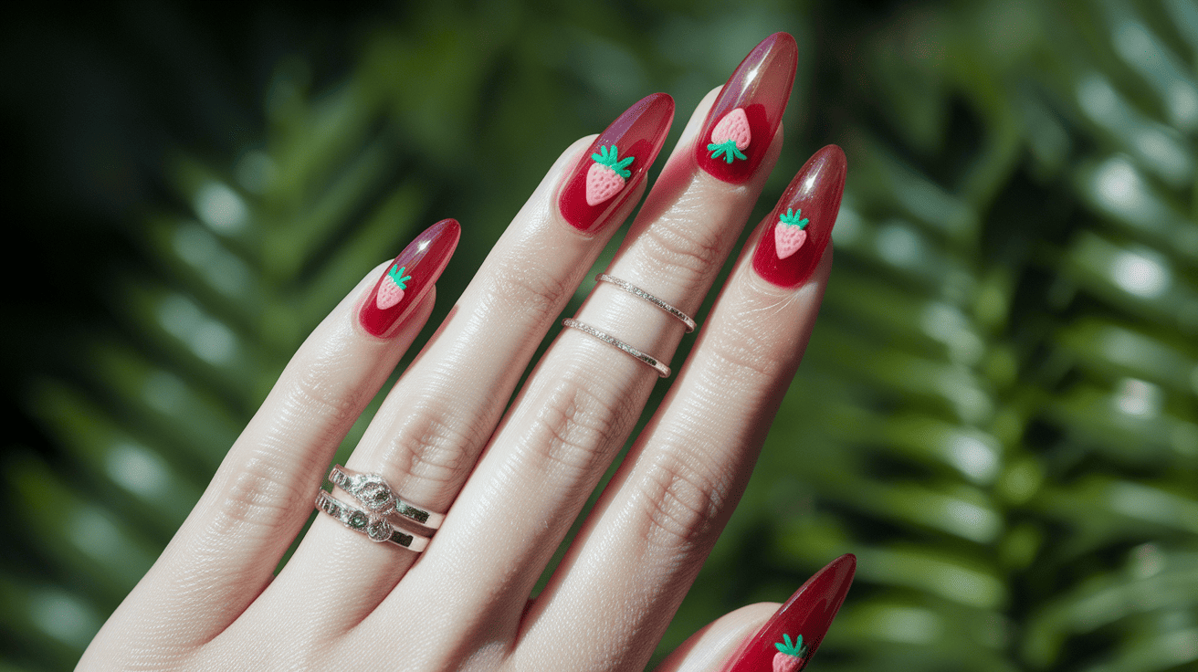 strawberry nails