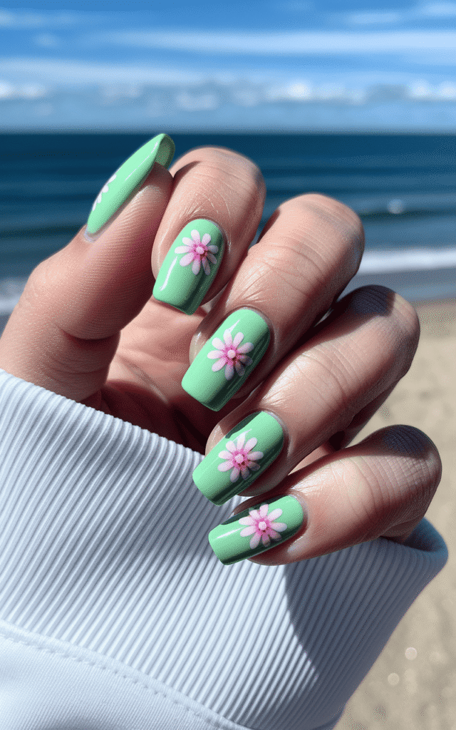 green summer nails