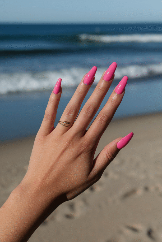 hot pink summer nails