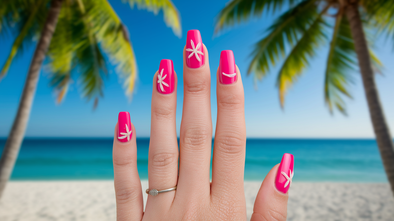 hot pink summer nails