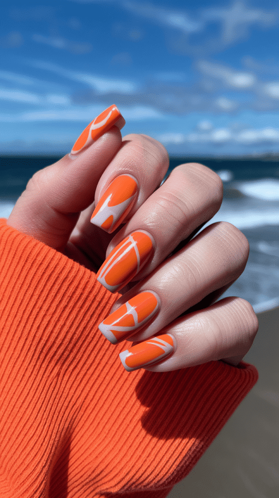 orange summer nails