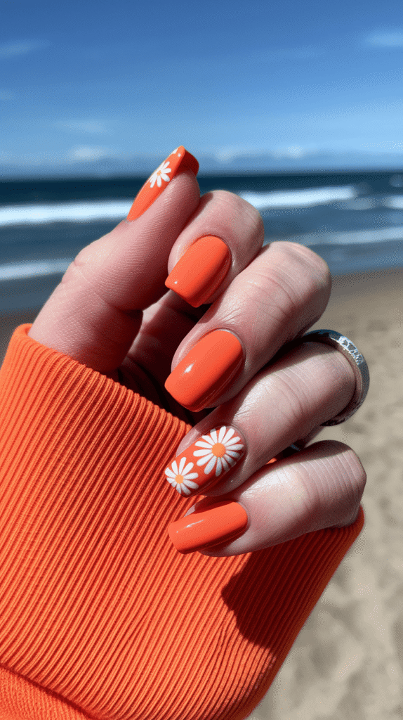 orange summer nails