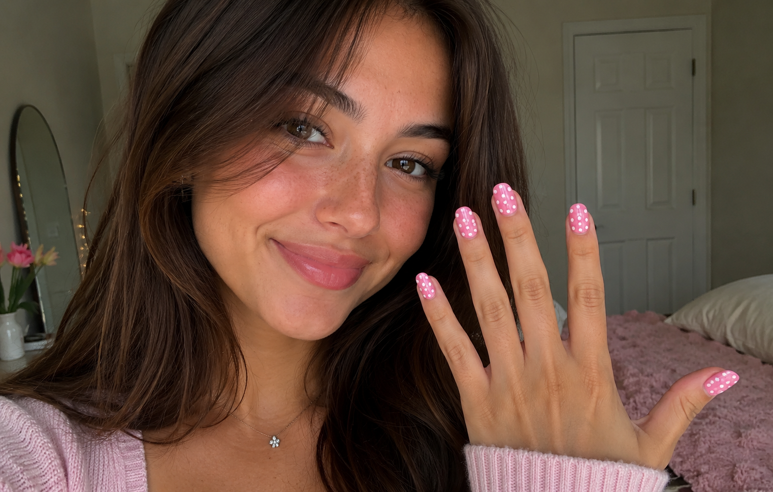 Pink Polka Dot Nails