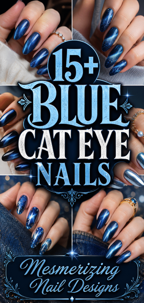 Blue Cat Eye Nails