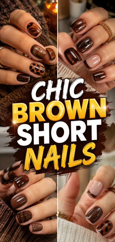brown short nails