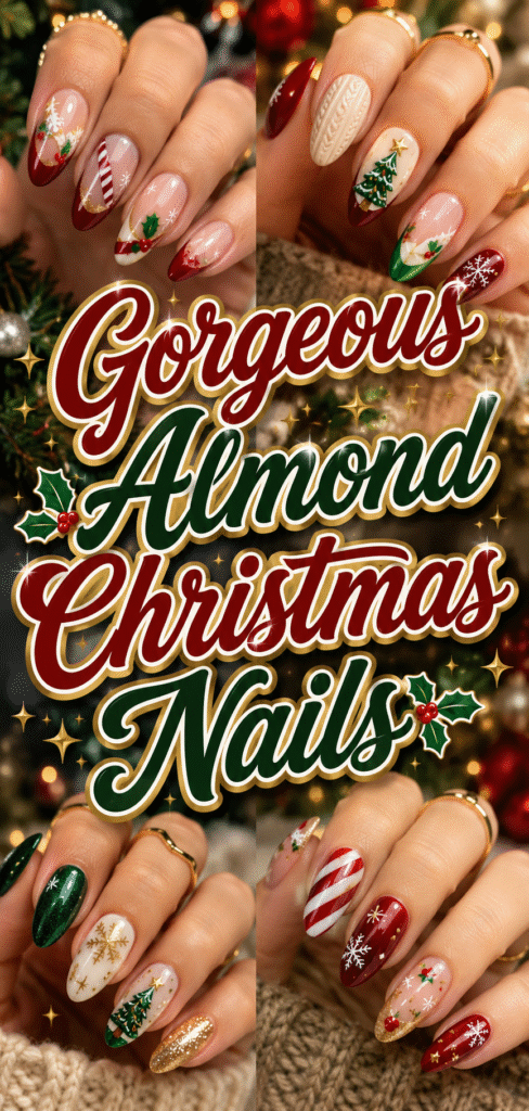 Almond Christmas Nails