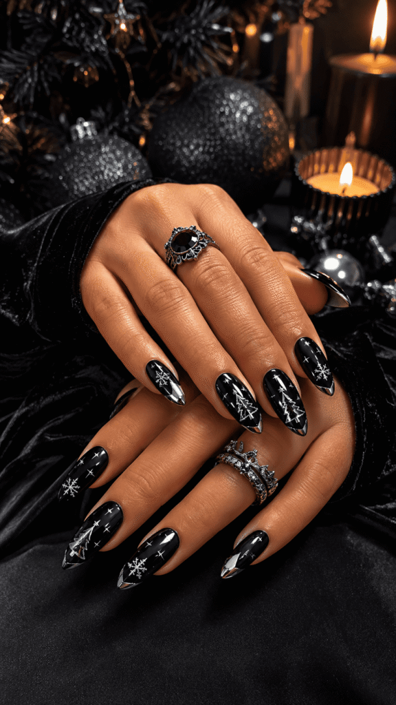 goth christmas nails