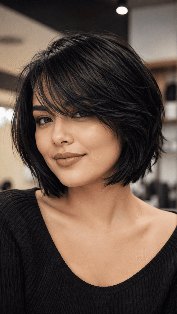 Layered Bob for Round Face