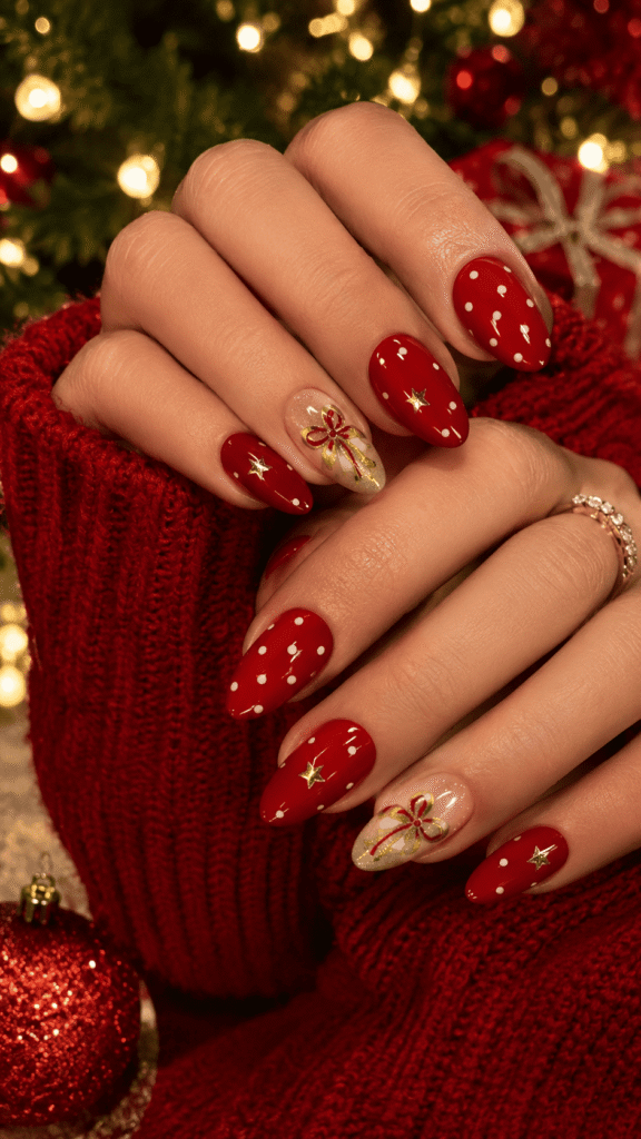 Polka Dot Christmas Nails