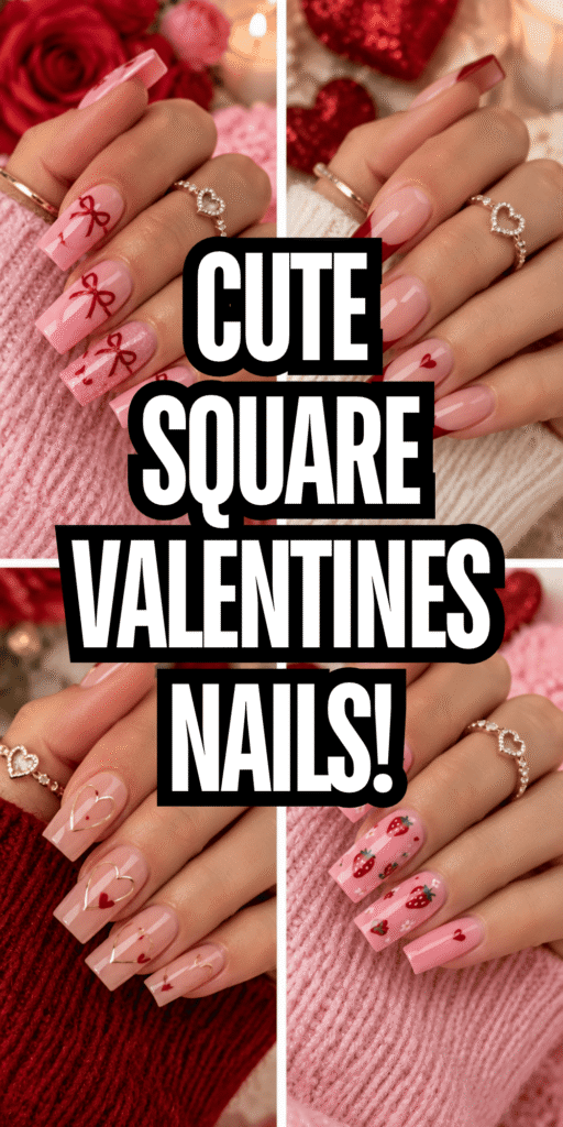 Square valentines day nails