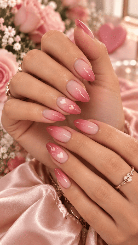 Pink Valentines Day Nails