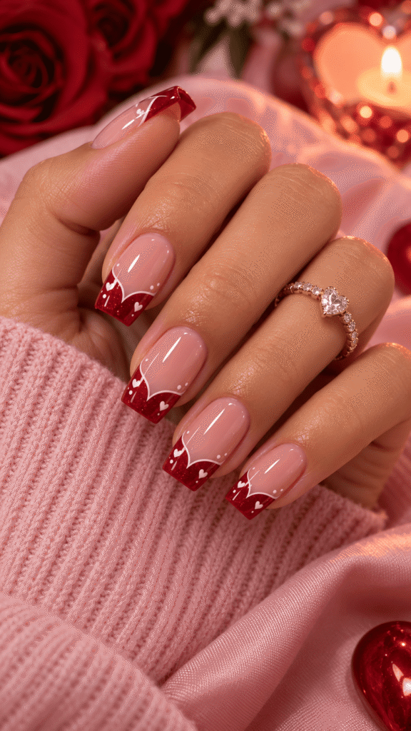 Square valentines day nails