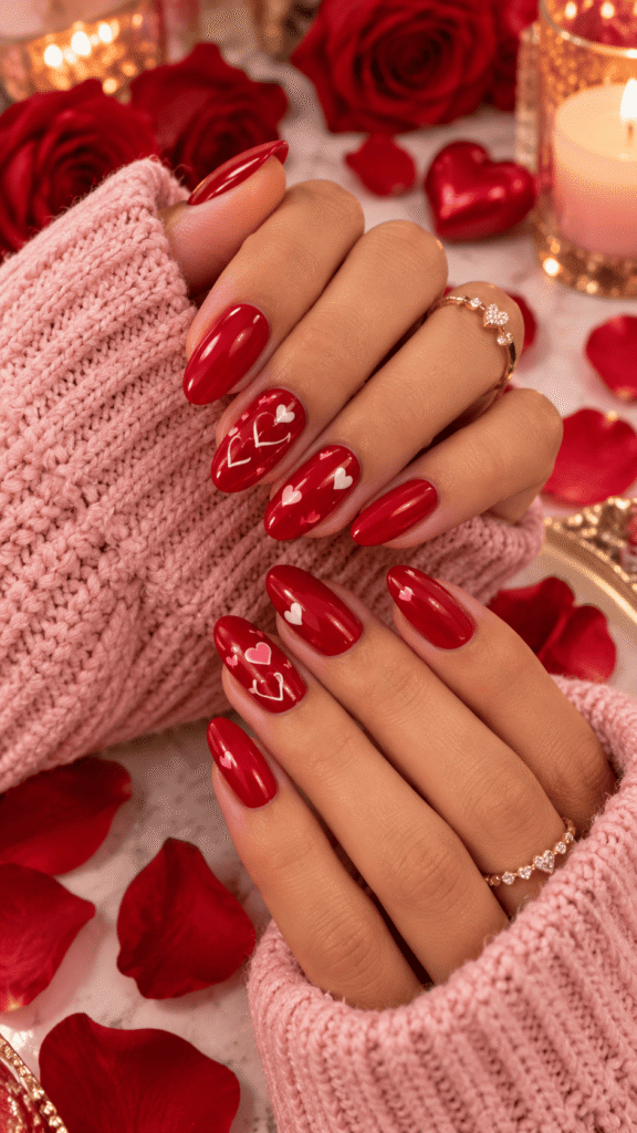 Red Valentines Day Nails